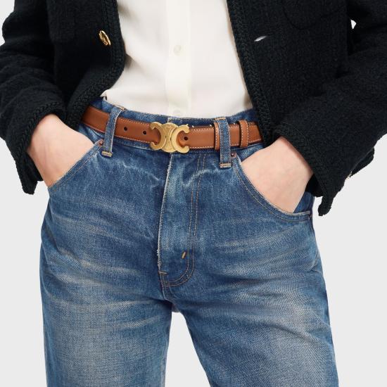 26SS 셀린느 내츄럴 카프스킨 미디움 트리옹프 벨트 45AK93A78 04LU TAN - CELINE