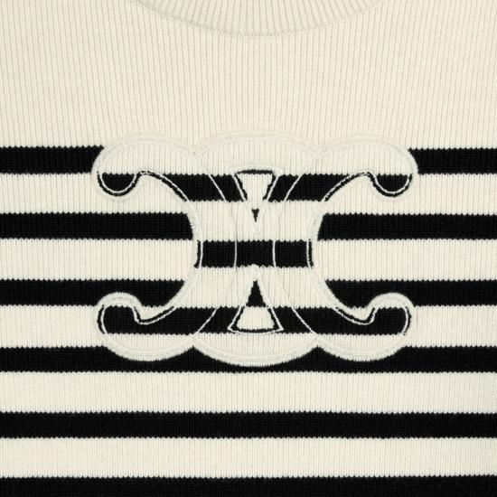 25FW 셀린느 울 캐시미어 크루넥 스웨터 RY0CC592S 60EB ECRU BLACK - CELINE