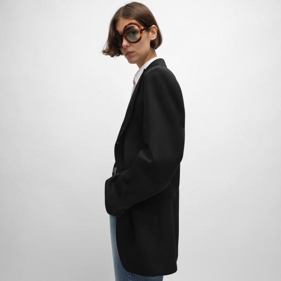 26SS 셀린느 다이애그널 울 콜론 재킷 RV15G092D 38NO BLACK - CELINE