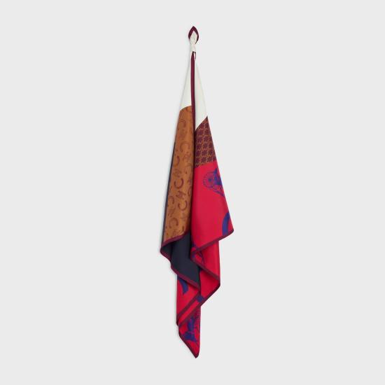 26SS 셀린느 스웨터 실크 크윌 스카프 2AW902Q32 GGN8 TANREDBLUE GGN8 TAN RED BLUE - CELINE