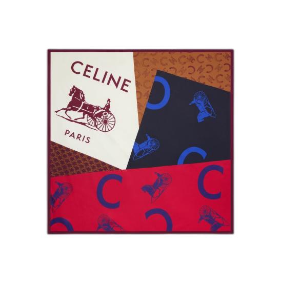 26SS 셀린느 스웨터 실크 크윌 스카프 2AW902Q32 GGN8 TANREDBLUE GGN8 TAN RED BLUE