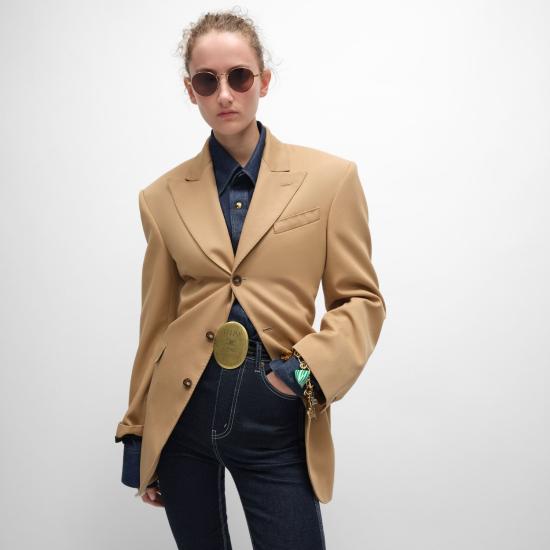 26SS 셀린느 다이애그널 울 콜론 재킷 RV15G092D 04CA CARAMEL - CELINE