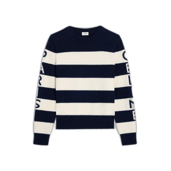 26SS 셀린느 울 캐시미어 크루넥 스웨터 RY0RL2I93 GHM4 ECRUNAVY GHM4 ECRU NAVY