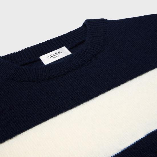 26SS 셀린느 울 캐시미어 크루넥 스웨터 RY0RL2I93 GHM4 ECRUNAVY GHM4 ECRU NAVY - CELINE