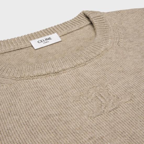 25FW 셀린느 헤리티지 캐시미어 크루넥 스웨터 RY02N317V GBY4 OATMEAL - CELINE