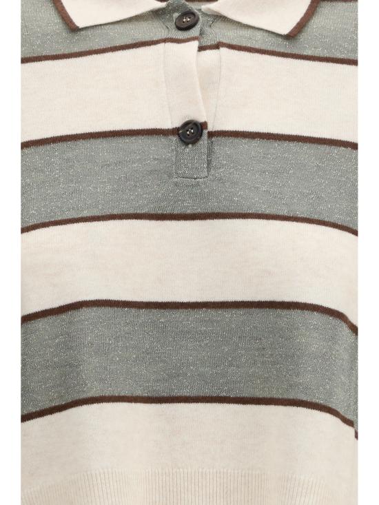 26SS 브루넬로 쿠치넬리 스파클링 스트라이프 크롭 니트 폴로 M16221605 CQU70 MULTICOLOUR - BRUNELLO CUCINELLI