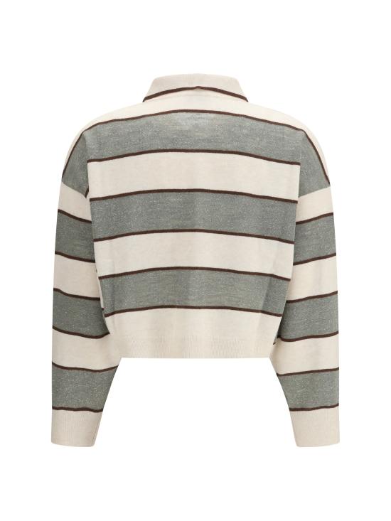 26SS 브루넬로 쿠치넬리 스파클링 스트라이프 크롭 니트 폴로 M16221605 CQU70 MULTICOLOUR - BRUNELLO CUCINELLI