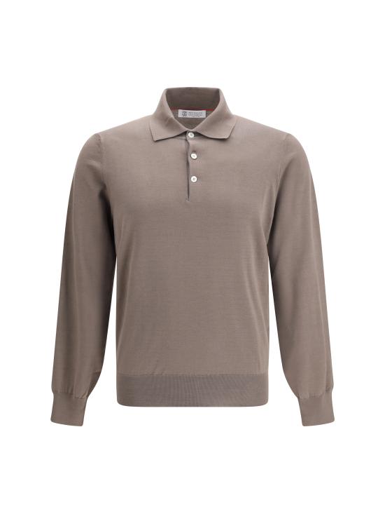 26SS 브루넬로 쿠치넬리 니트 폴로 셔츠 M29800135 CLL90 BROWN