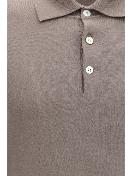 26SS 브루넬로 쿠치넬리 니트 폴로 셔츠 M29800135 CLL90 BROWN - BRUNELLO CUCINELLI