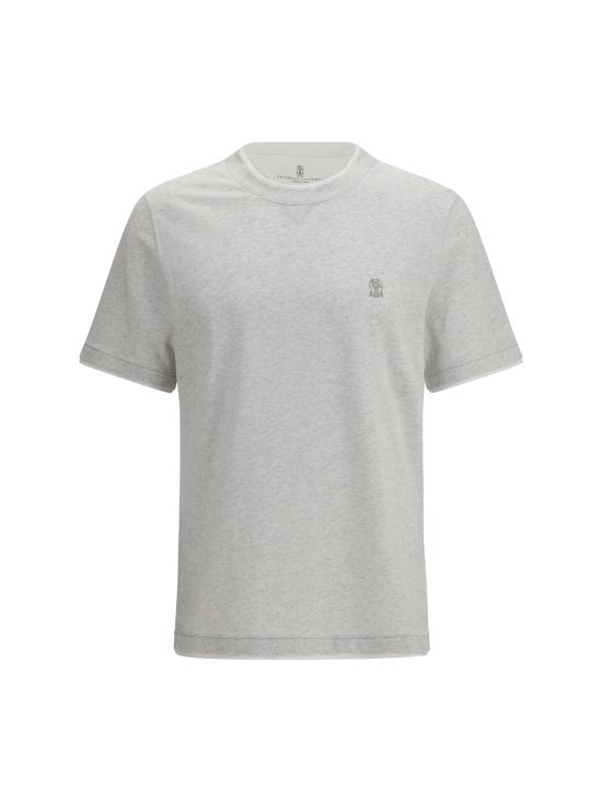 26SS 브루넬로 쿠치넬리 레이어링 코튼 저지 크루넥 티셔츠 M0B137451G CY887 GREY