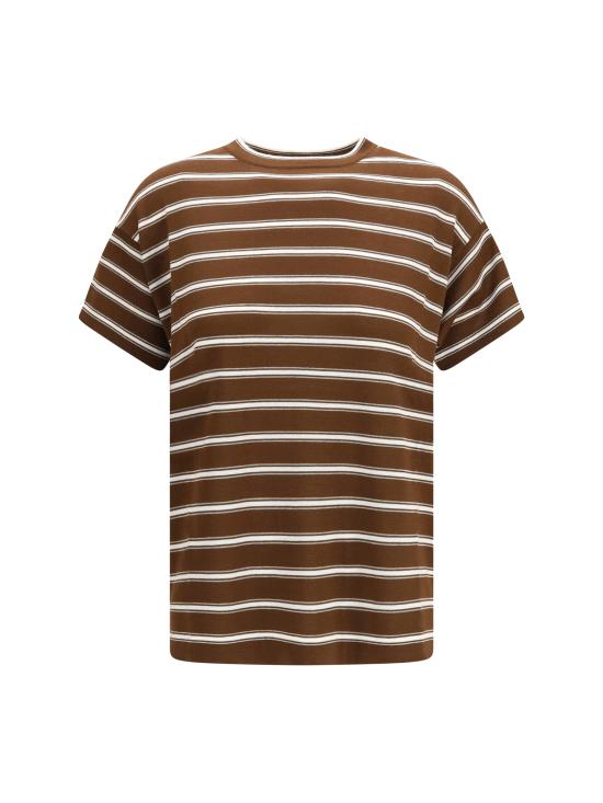 26SS 브루넬로 쿠치넬리 버진 울 & 캐시미어 라이트웨이트 스파클링 스트라이프 니트 티셔츠 M14854100 CTX08 BEIGE