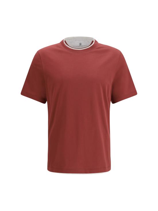 26SS 브루넬로 쿠치넬리 자수 로고 티셔츠 M0B137427 CMJ53 BORDEAUX