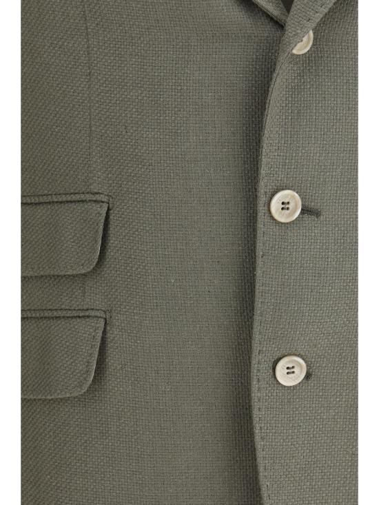 26SS 브루넬로 쿠치넬리 실크, 리넨 & 울 블렌디드 홉색 디컨스트럭티드 카발로 블레이저 MZ4037BWD C053 KHAKI - BRUNELLO CUCINELLI