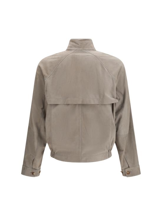26SS 브루넬로 쿠치넬리 스탠드 칼라 스웨이드 블루종 MPCFN2065 C8087 KHAKI - BRUNELLO CUCINELLI