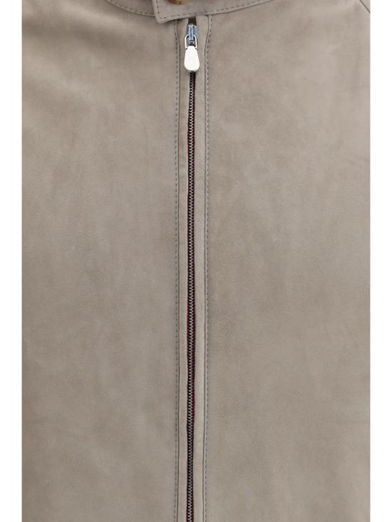 26SS 브루넬로 쿠치넬리 스탠드 칼라 스웨이드 블루종 MPCFN2065 C8087 KHAKI - BRUNELLO CUCINELLI