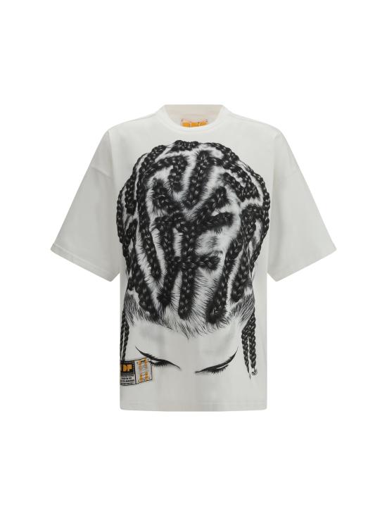 26SS 피디에프 반팔 티셔츠 DFM54029TJ110 BRAID WHITE