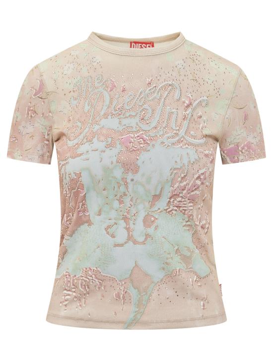 26SS 디젤 T-브릴 애니멀리어-프린트 탑 A235380BKCK 34VA MULTICOLOR