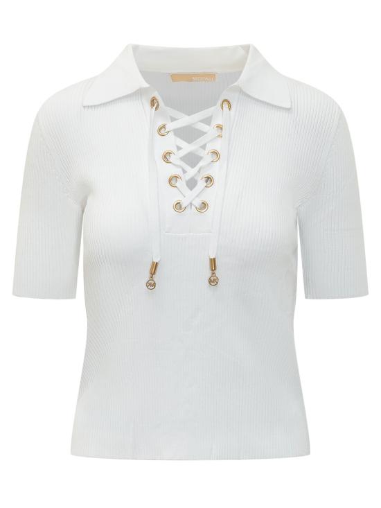 26SS 마이클 코어스 폴로 티셔츠 MS661FZ5ZV 100 WHITE