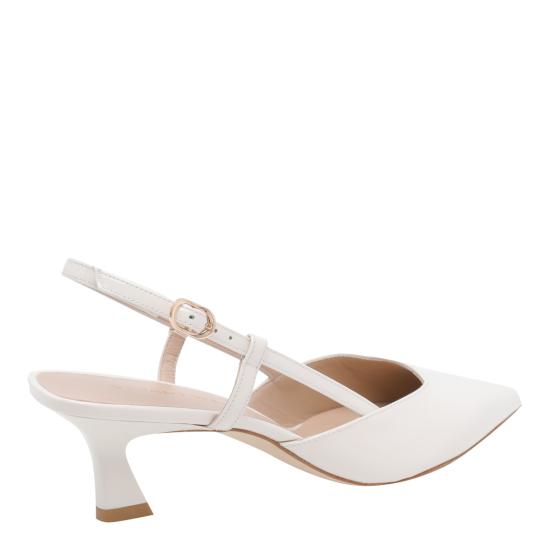 26SS 스튜어트 와이츠먼 힐/펌프스 SJ435 VINNIE 50 SLINGBACK PATCRM White - STUART WEITZMAN