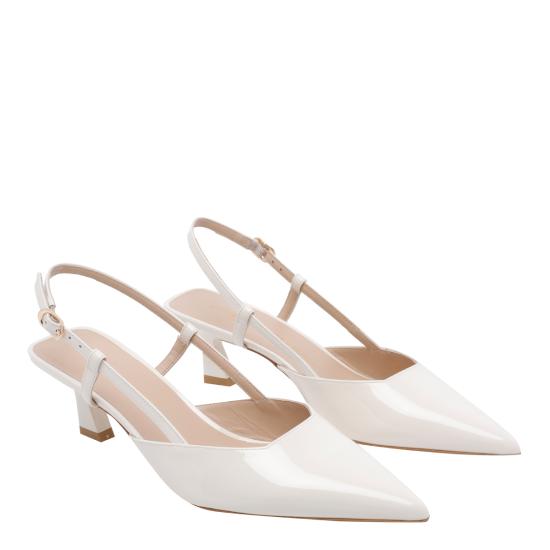 26SS 스튜어트 와이츠먼 힐/펌프스 SJ435 VINNIE 50 SLINGBACK PATCRM White - STUART WEITZMAN