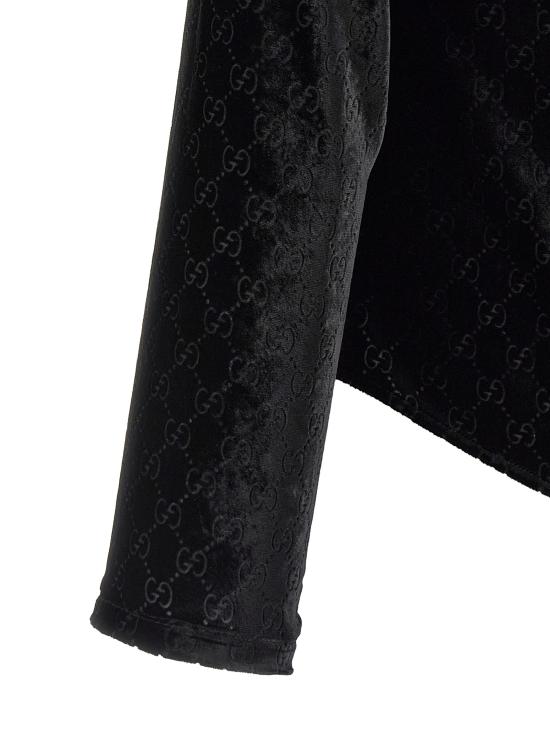 26SS 구찌 스트레치 GG 벨벳 데보레 셔츠 860674ZAUS41000 Black - GUCCI