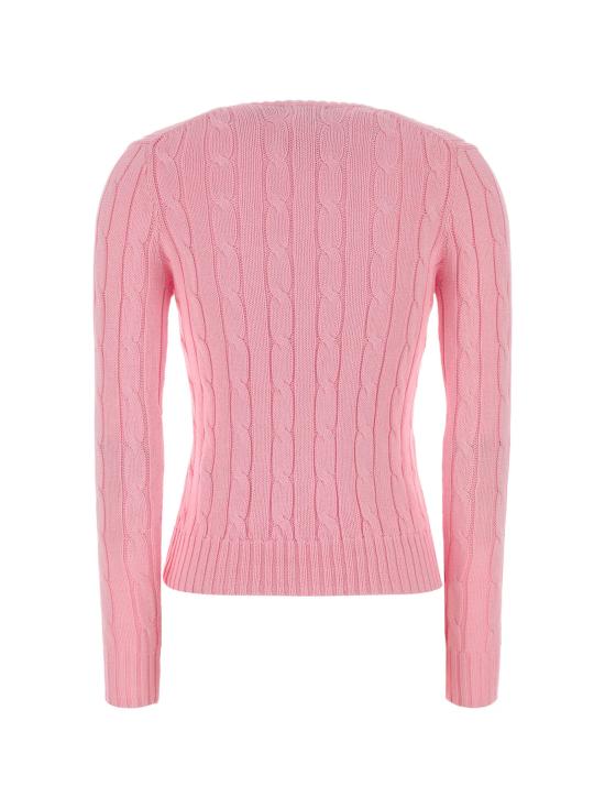 26SS 폴로 랄프로렌 포니로고 피마 코튼 케이블 니트 V넥 스웨터 211971870 006 PINK - POLO RALPH LAUREN