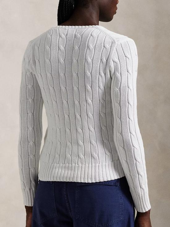 26SS 폴로 랄프로렌 포니로고 피마 코튼 케이블 니트 V넥 스웨터 211971870 003 WHITE - POLO RALPH LAUREN