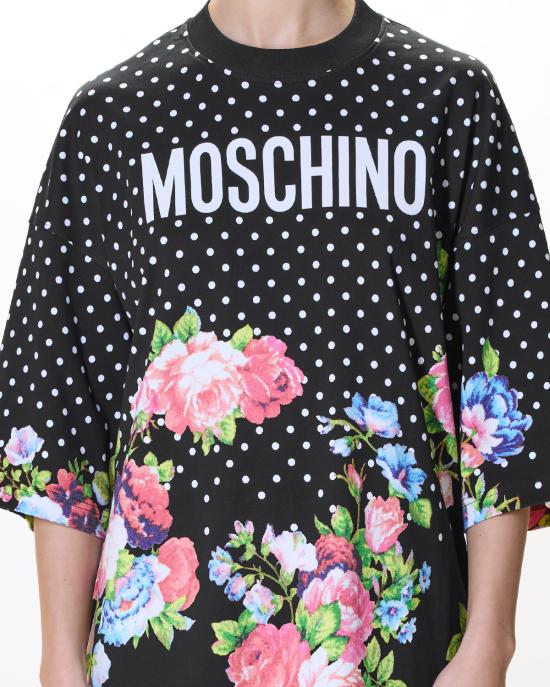 26SS 모스키노 반팔 티셔츠 0466 0542 3888 NERO MULTI - MOSCHINO