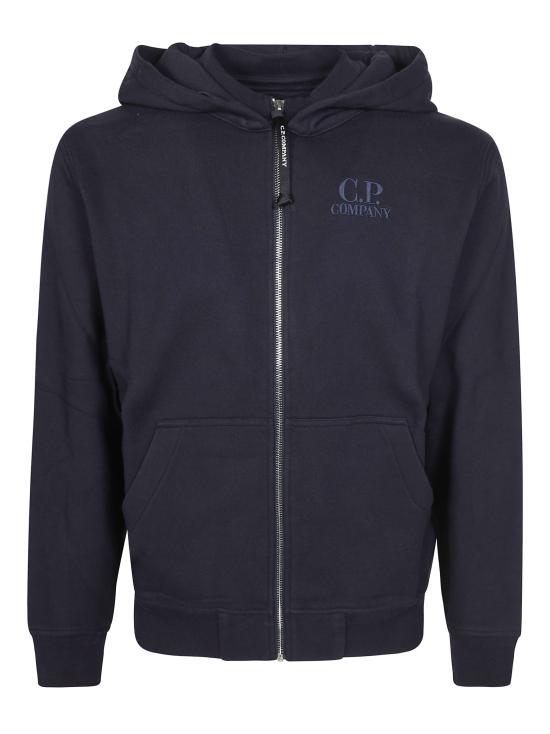 26SS 씨피 컴퍼니 다이애그널 레이즈드 플리스 집 후드 스웨트셔츠 20CMSS025A005086W 888 BLU