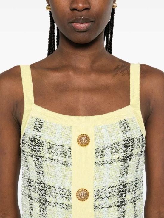 26SS 발망 숏 원피스 GF1R4032KJ56 IJX JAUNE P LE VERT PALE NOIR IJX - BALMAIN