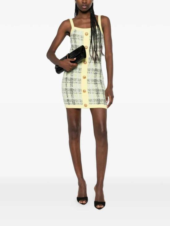 26SS 발망 숏 원피스 GF1R4032KJ56 IJX JAUNE P LE VERT PALE NOIR IJX - BALMAIN