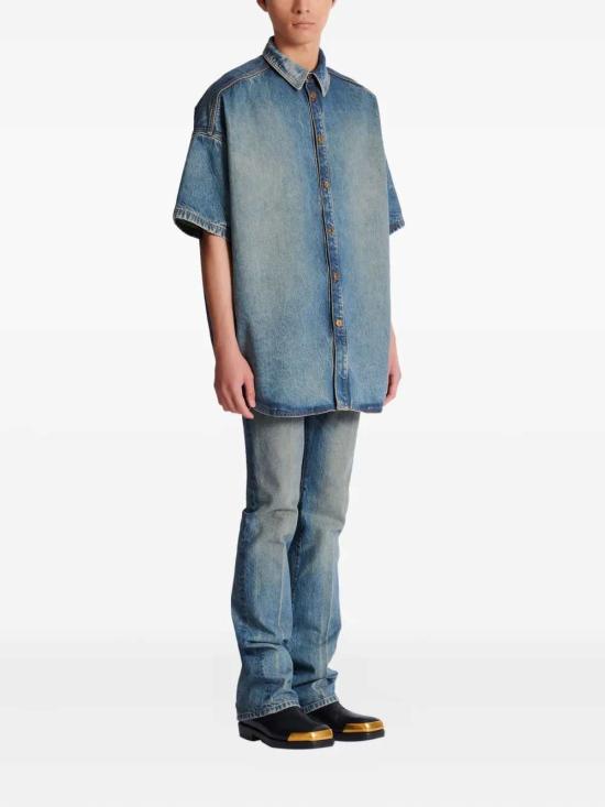 26SS 발망 긴팔 셔츠 GH1HB050DG10 6AW BLEU JEAN D LAV 6AW - BALMAIN