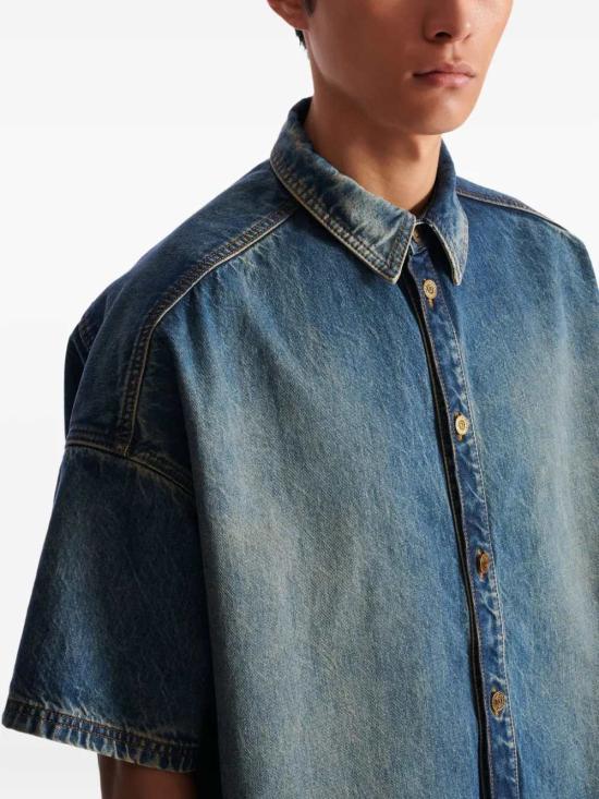 26SS 발망 긴팔 셔츠 GH1HB050DG10 6AW BLEU JEAN D LAV 6AW - BALMAIN