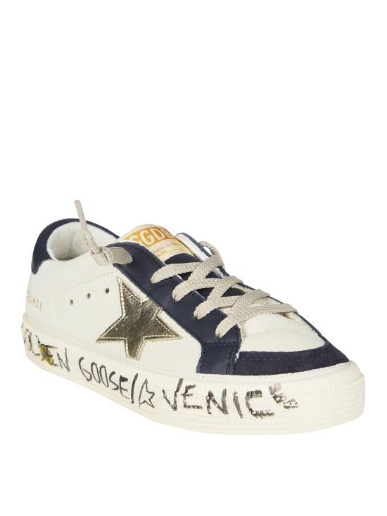 26SS [키즈] 골든구스 스니커즈 GYF00496 F008058 158 DIRTY WHITE DARK BLU PLATINUM 15865 - GOLDEN GOOSE