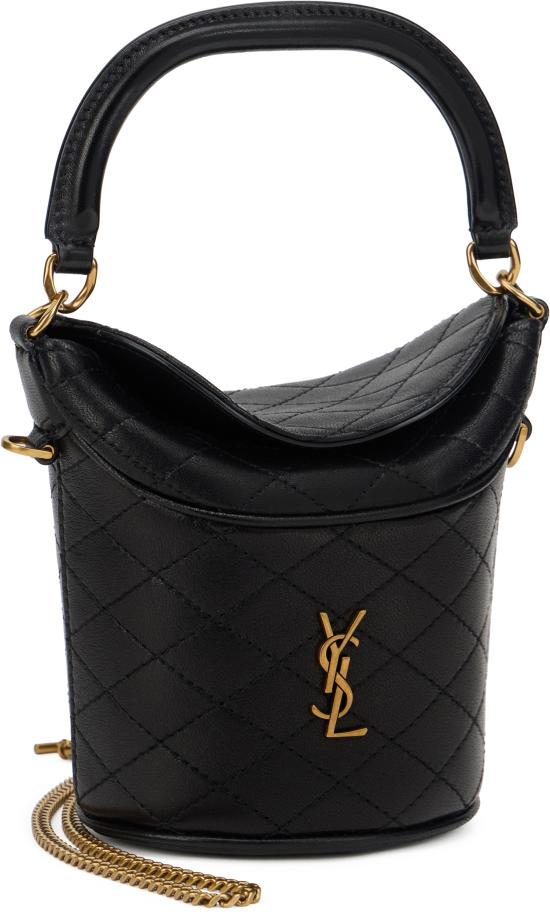 25FW 생로랑 가비 미니 버킷 램스킨 8433621EL071000 black - SAINT LAURENT
