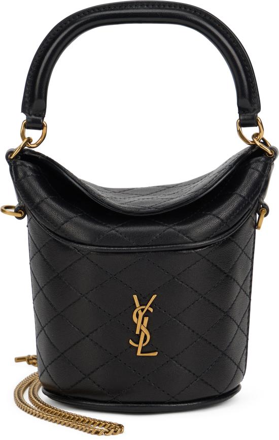 25FW 생로랑 가비 미니 버킷 램스킨 8433621EL071000 black - SAINT LAURENT