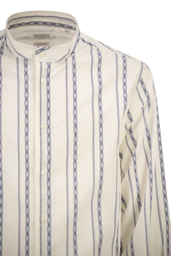 26SS 브루넬로 쿠치넬리 긴팔 셔츠 MA6870625 C100 WHITE BLUE - BRUNELLO CUCINELLI