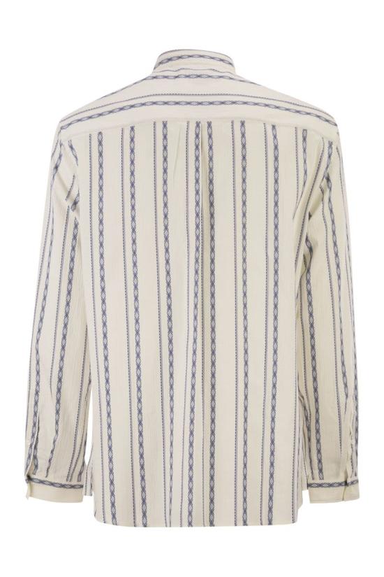 26SS 브루넬로 쿠치넬리 긴팔 셔츠 MA6870625 C100 WHITE BLUE - BRUNELLO CUCINELLI