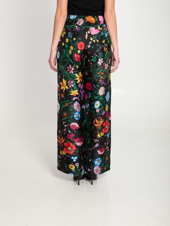 26SS 구찌 플로라 프린트 실크 트윌 팬츠 867082ZAUU8 1066 BLACK - GUCCI