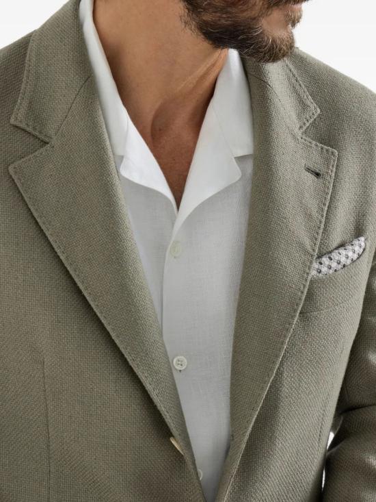 26SS 브루넬로 쿠치넬리 실크, 리넨 & 울 블렌디드 홉색 디컨스트럭티드 카발로 블레이저 MZ4037BWD C053 - BRUNELLO CUCINELLI