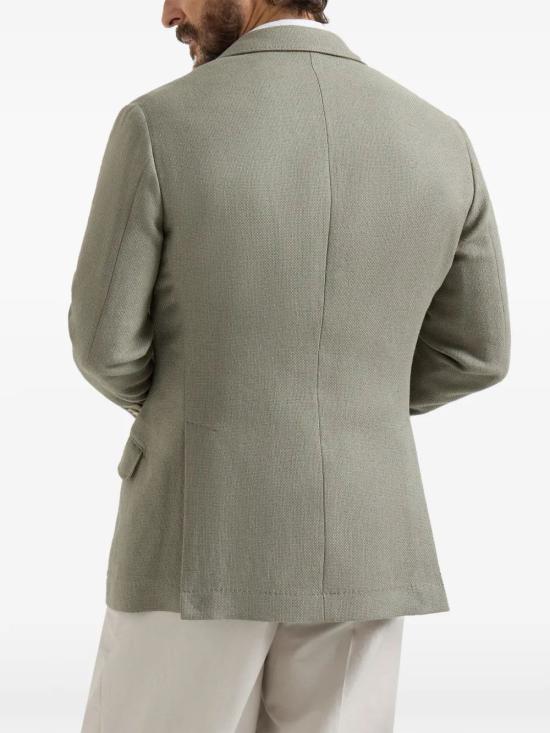 26SS 브루넬로 쿠치넬리 실크, 리넨 & 울 블렌디드 홉색 디컨스트럭티드 카발로 블레이저 MZ4037BWD C053 - BRUNELLO CUCINELLI