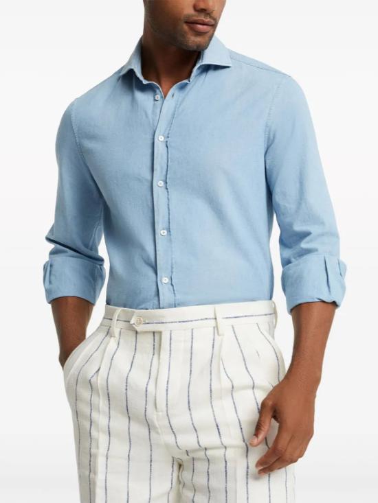 25FW 브루넬로 쿠치넬리 긴팔 셔츠 MW6861718 C011 BLU COLORATO - BRUNELLO CUCINELLI