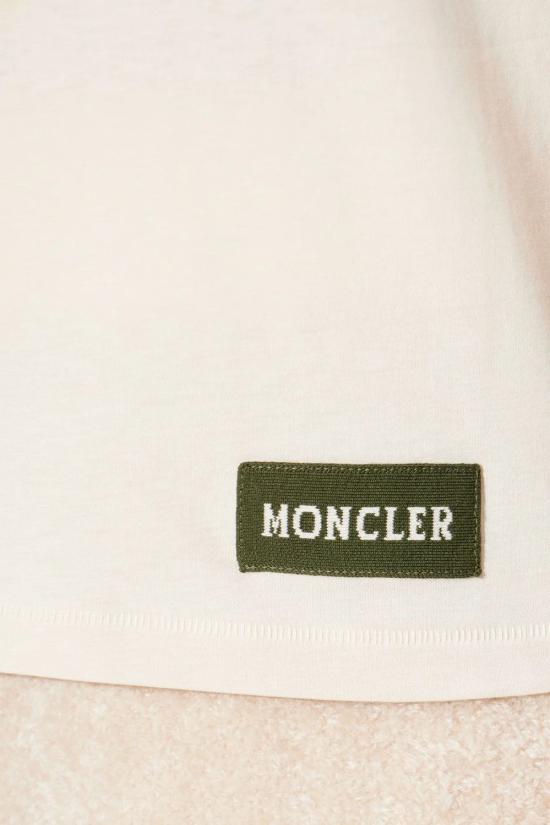 26SS 몽클레어 크로셰 트림드 코튼 로고 티셔츠 L10938C0000489AUO 052 WHITE - MONCLER