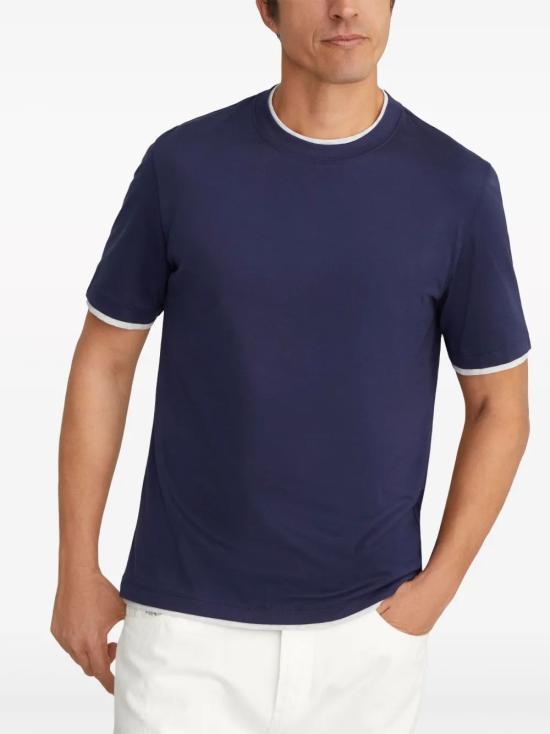 25FW 브루넬로 쿠치넬리 자수 로고 티셔츠 M0B137427 CKB21 - BRUNELLO CUCINELLI