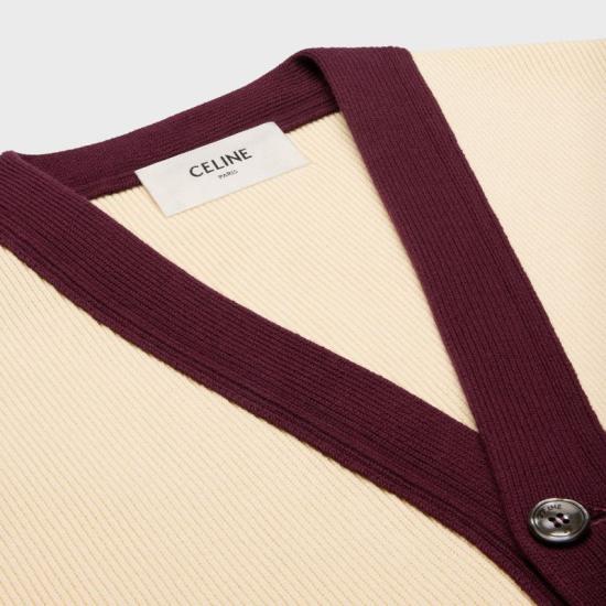 25SS 셀린느 스웨터 RV08I192W 01EZ ECRUBURGUNDY 01EZ ECRU BURGUNDY - CELINE