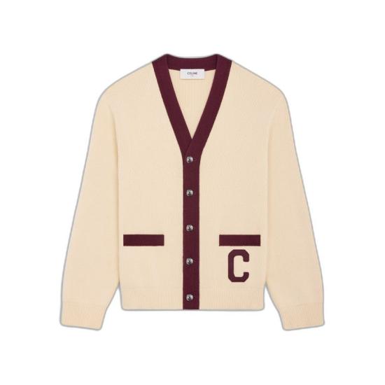 25SS 셀린느 스웨터 RV08I192W 01EZ ECRUBURGUNDY 01EZ ECRU BURGUNDY