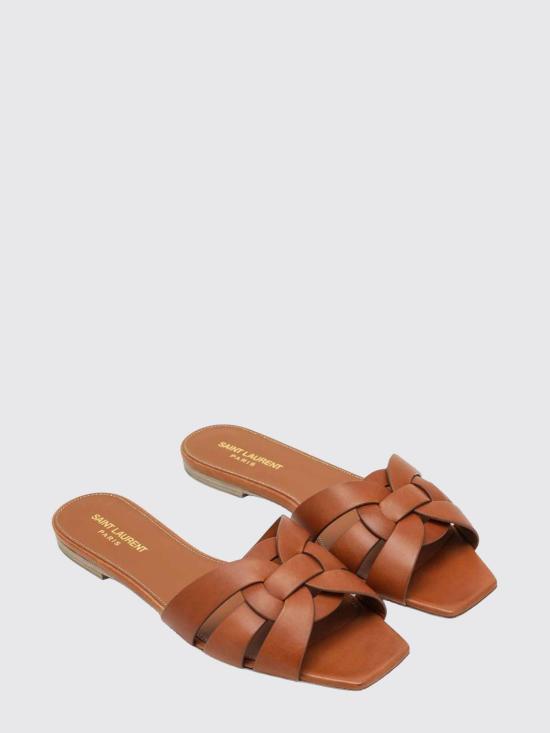 26SS 생로랑 스무스 레더 트리뷰트 플랫 뮬 571952BDA00 2206 Brown - SAINT LAURENT