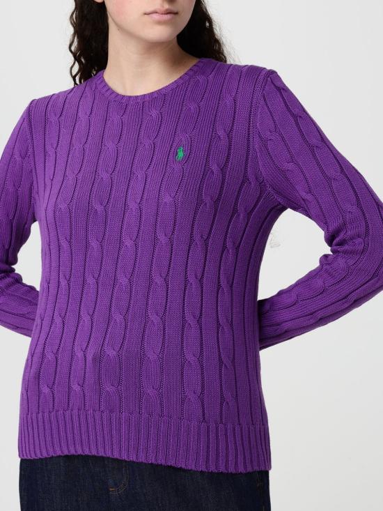 26SS 폴로 랄프로렌 포니 로고 피마코튼 케이블 니트 스웨터 211971869 503 Violet - POLO RALPH LAUREN