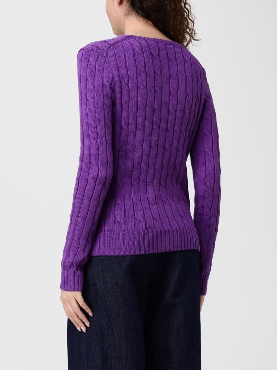 26SS 폴로 랄프로렌 포니 로고 피마코튼 케이블 니트 스웨터 211971869 503 Violet - POLO RALPH LAUREN