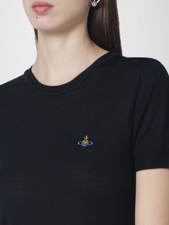 26SS 비비안웨스트우드 베아 니트 반소매 스웨터 1803002QY001A N402 Black - VIVIENNE WESTWOOD